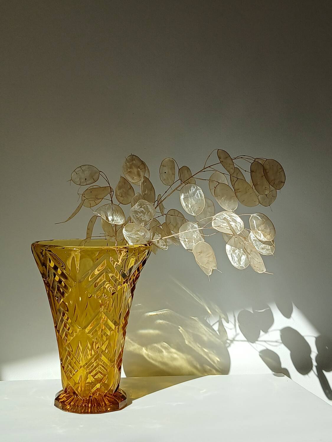 Amber yellow glass vase