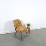 Bloemen stoel met bruin kunstleder vintage