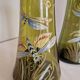 Pair of Enameled Glass Vases with Dragonflies. Unsigned Legras