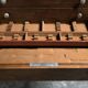 Empty silverware cabinet / vintage cutlery cabinet on tapered legs – year