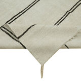 Hand-Knotted Turkish Unique 1970s 194 cm x 380 cm Beige Hemp Kilim Carpet