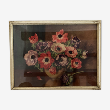 Tableau floral artiste britannique début XXème