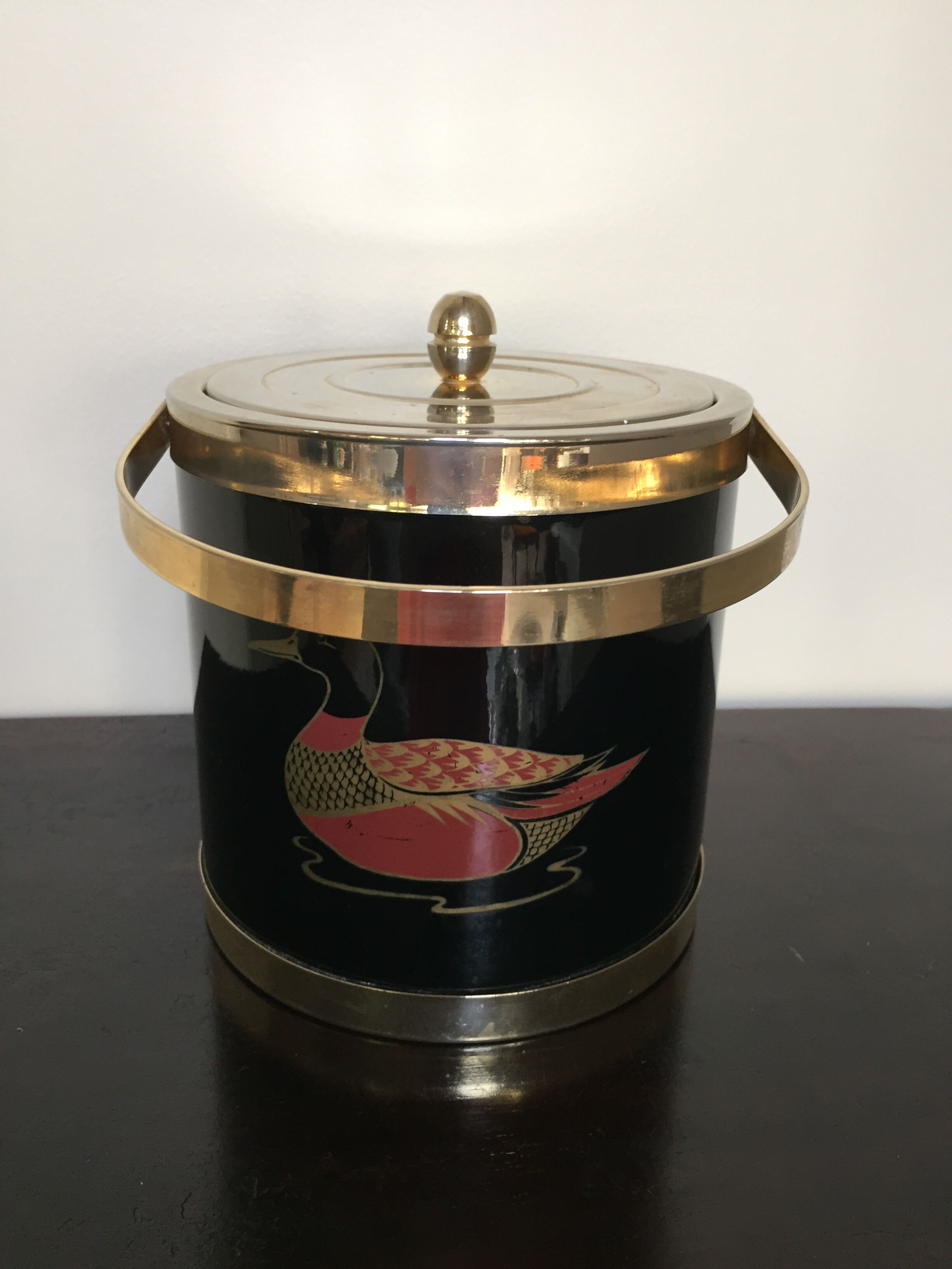 Vintage black and metal ice bucket