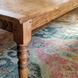 Solid oak farmhouse table with two plank top