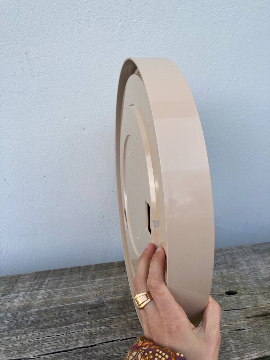 Miroir rond 1960 beige