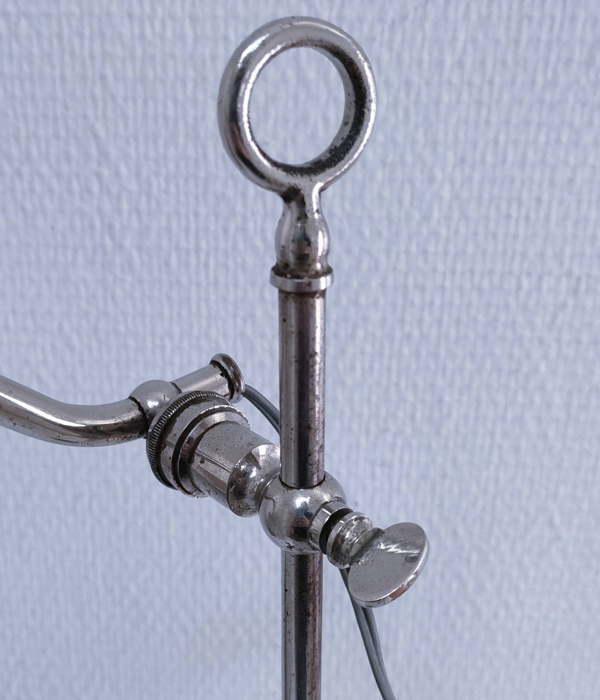 Art Deco lamp with chrome metal and opalescent glass.