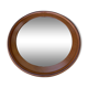 1970 wood and leather 86cm round mirror design