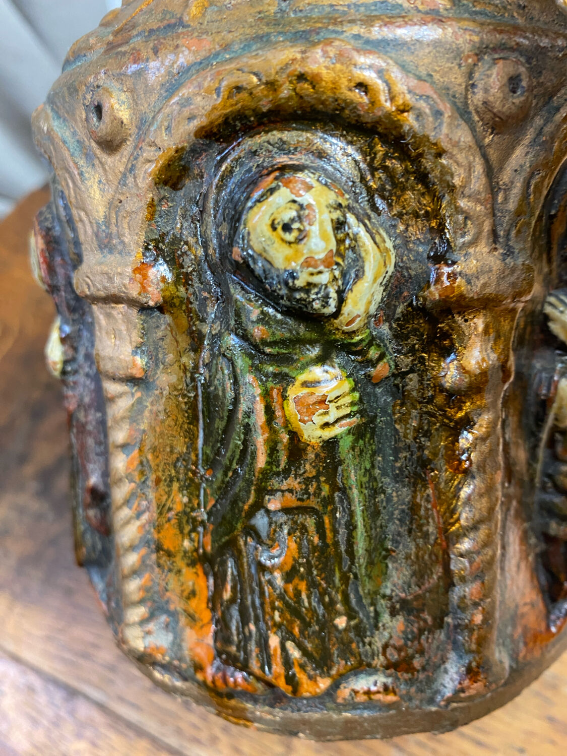 Ceramic lanterns, decorated with religious icons.
