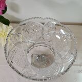 Large bohemian crystal footed bowl, flared pedestal vase