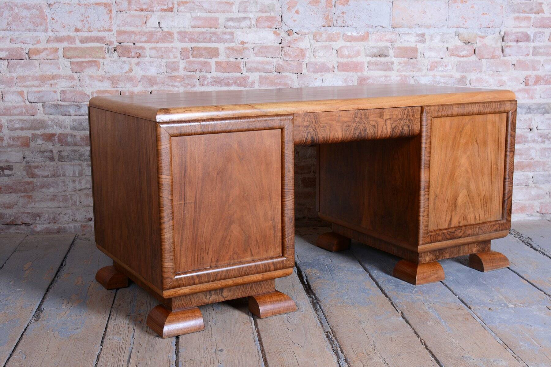 Art Deco Writing Desk in Mahogany and Walnut, 1920s