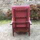 Vintage morris armchair in beech and fabric bordeaux napoleon iii