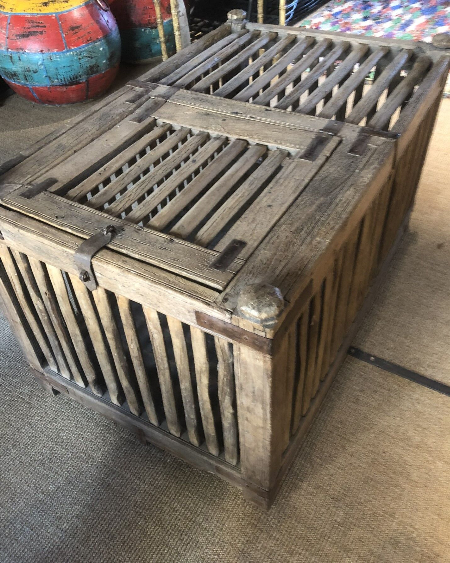 Table Cage with bars Indian bamboo