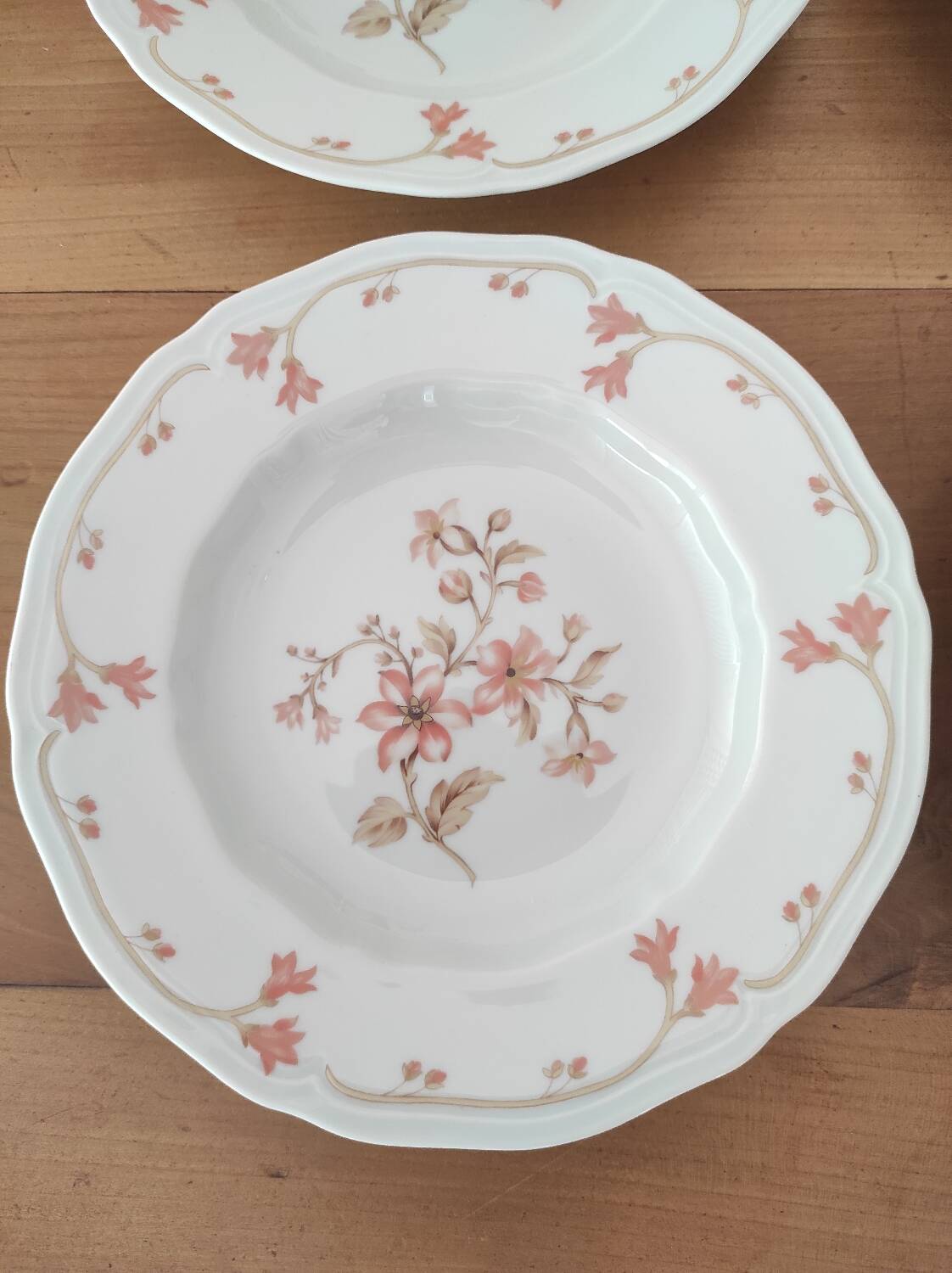 Set of 4 Limoges porcelain soup plates