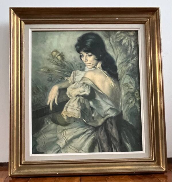 Tableau : Huile sur toile - portrait de gitane