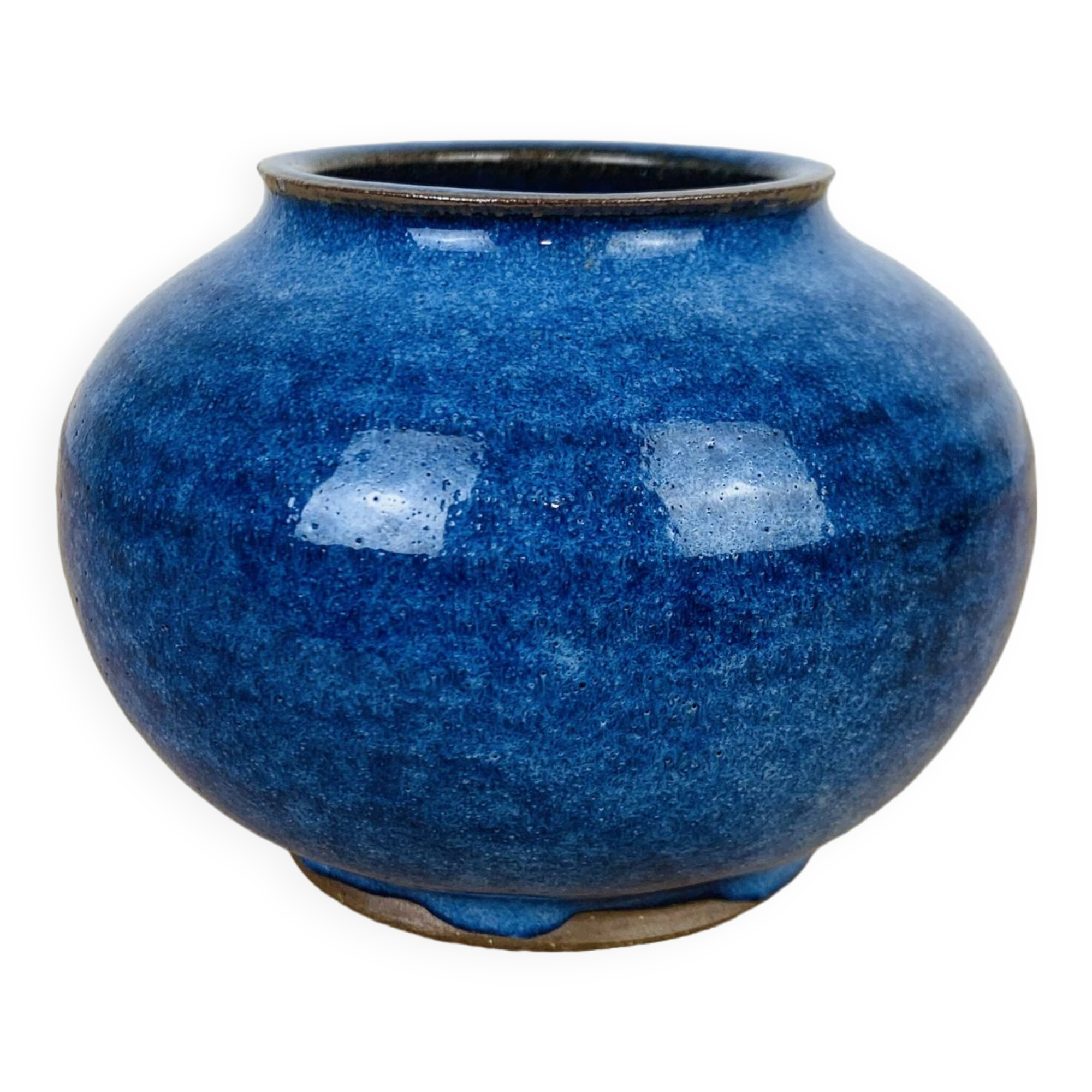 Blue ceramic ball vase