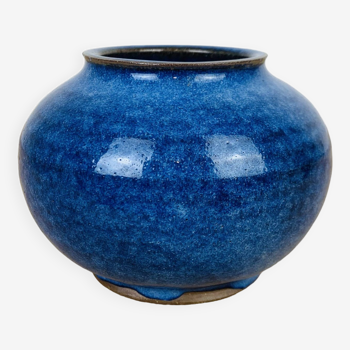 Blue ceramic ball vase