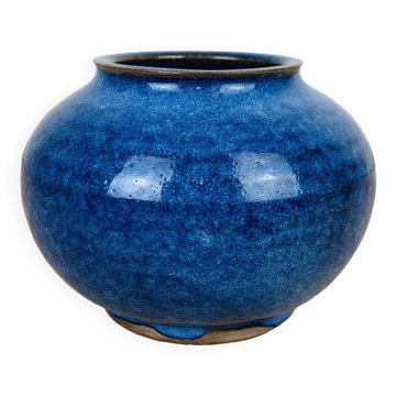 Vase boule céramique bleu