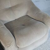 Pair of armchairs "space age". Beige corduroy velvet. France, circa 1970