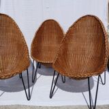 Wicker and metal egg armchair