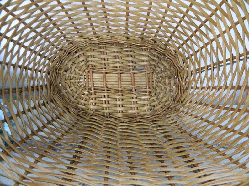 Vintage wicker bike basket, market basket
