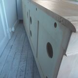 crafted dresser in raw solid wood.