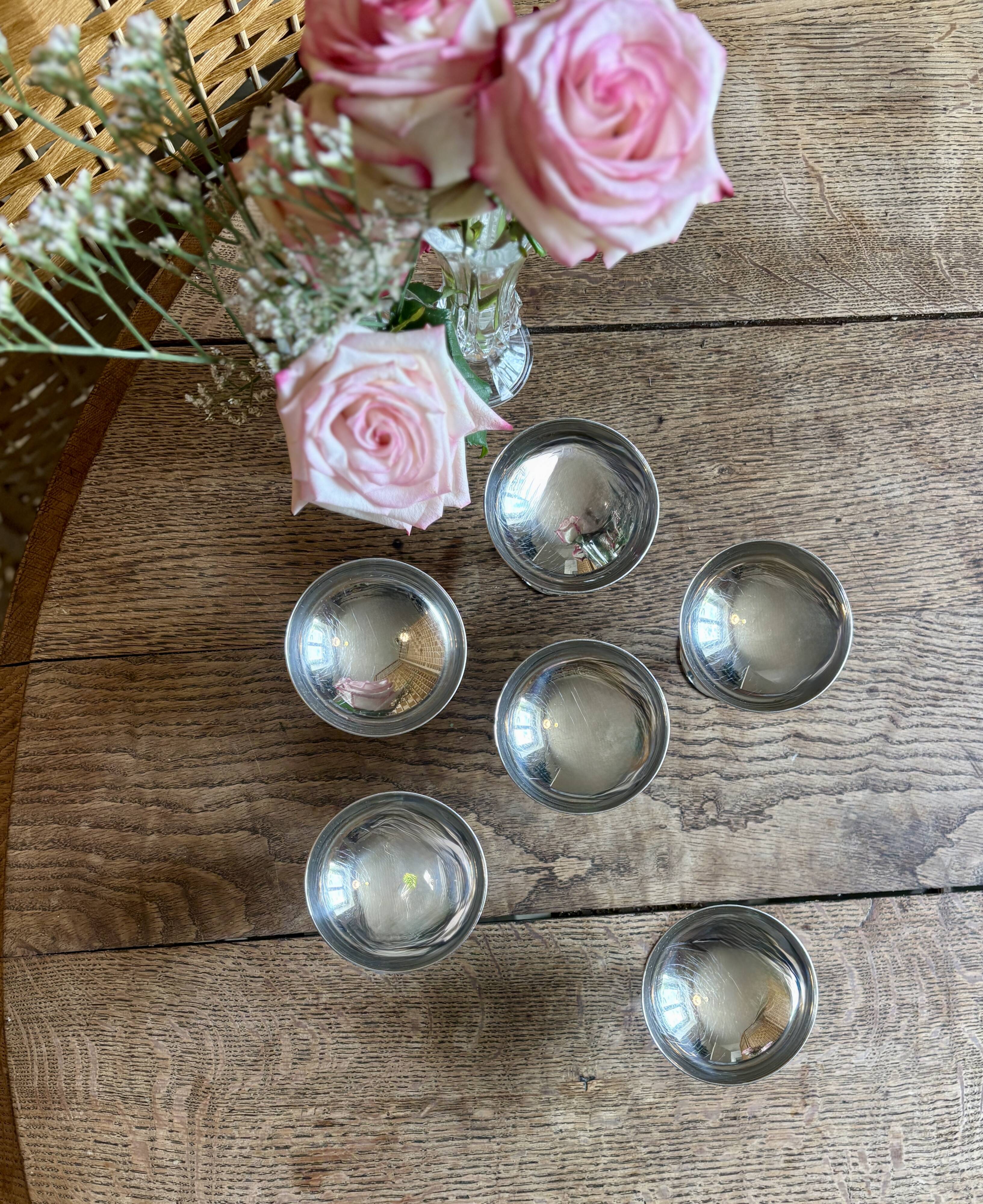 Set of 6 vintage stainless steel dessert bowls