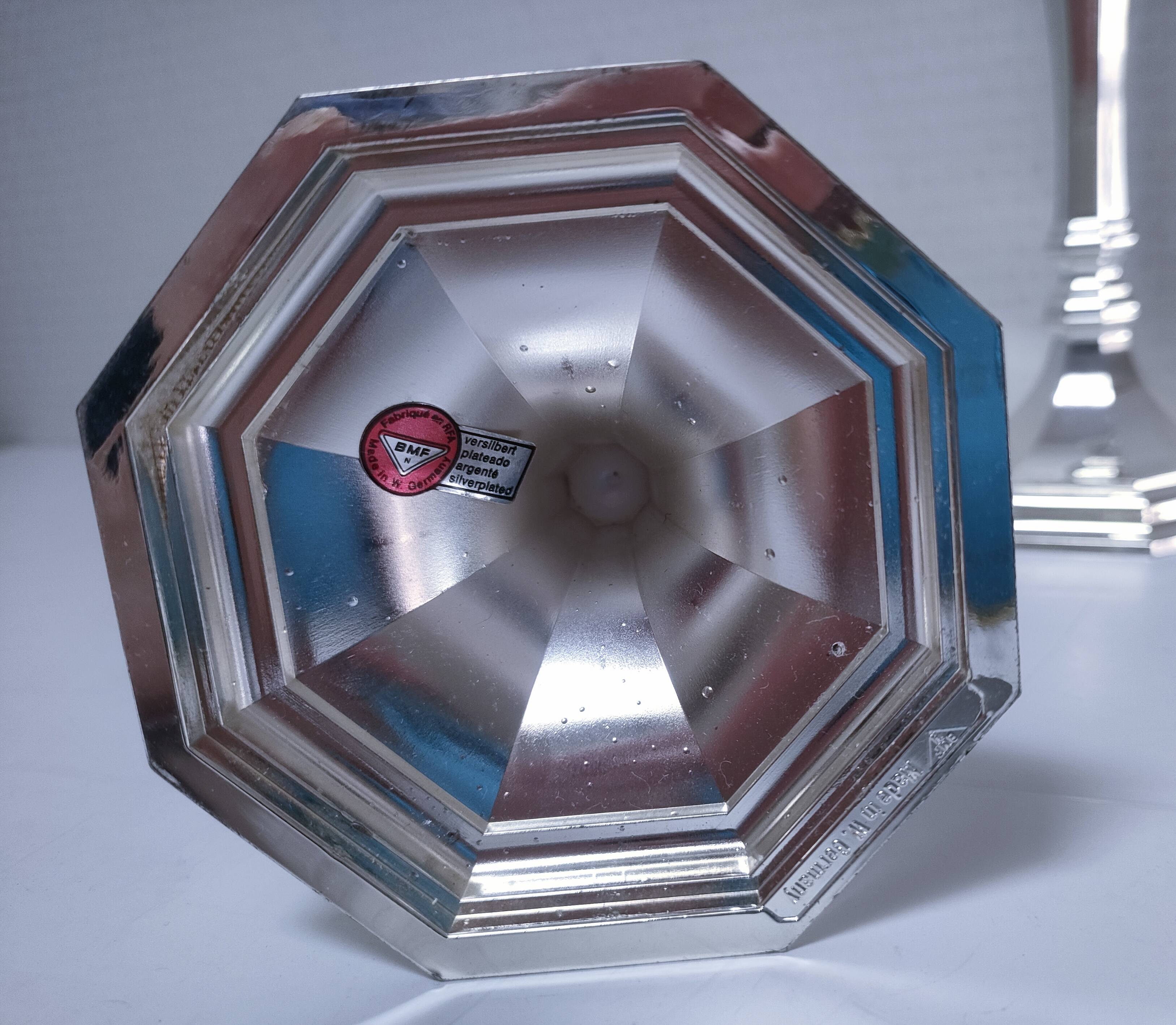 Pair of BMF candlesticks in silver-plated metal, vintage stamped