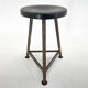 Vintage Industrial Iron Tripod Stool with Original Plastic Seat, 1950's