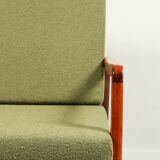 Fauteuil vintage avec coussins et boucles vertes en bois, 1980