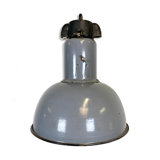 Industrial grey enamel hanging bauhaus lamp, 1930s