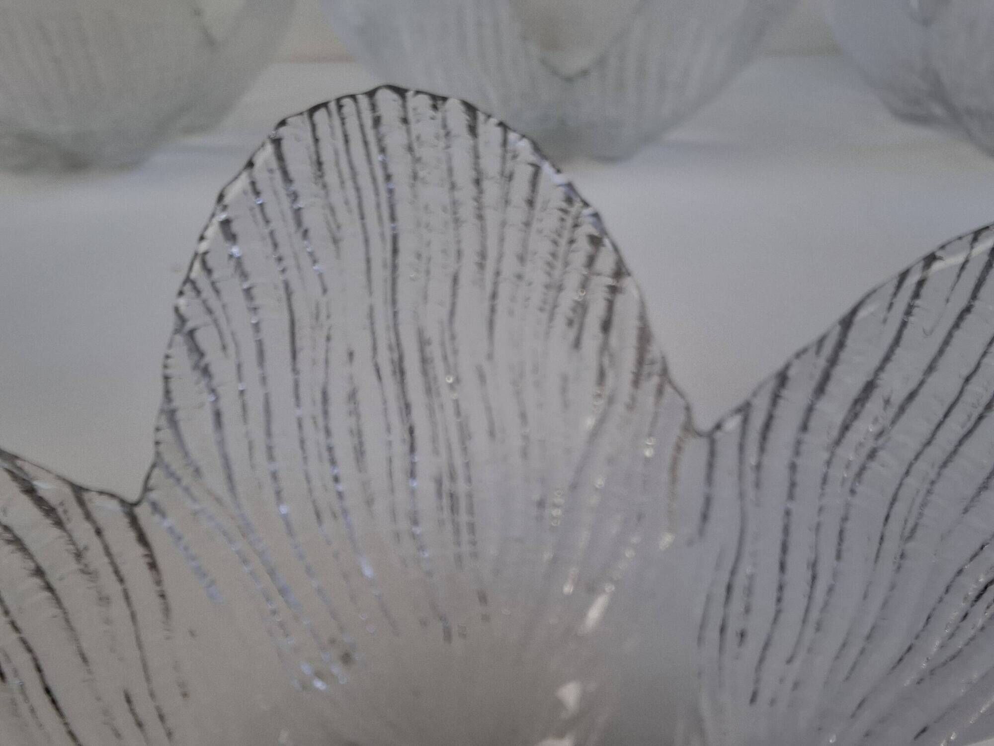 Set of 6 Bohemia Glass Flower Dessert Bowls, Czechoslovakia, circa 1960