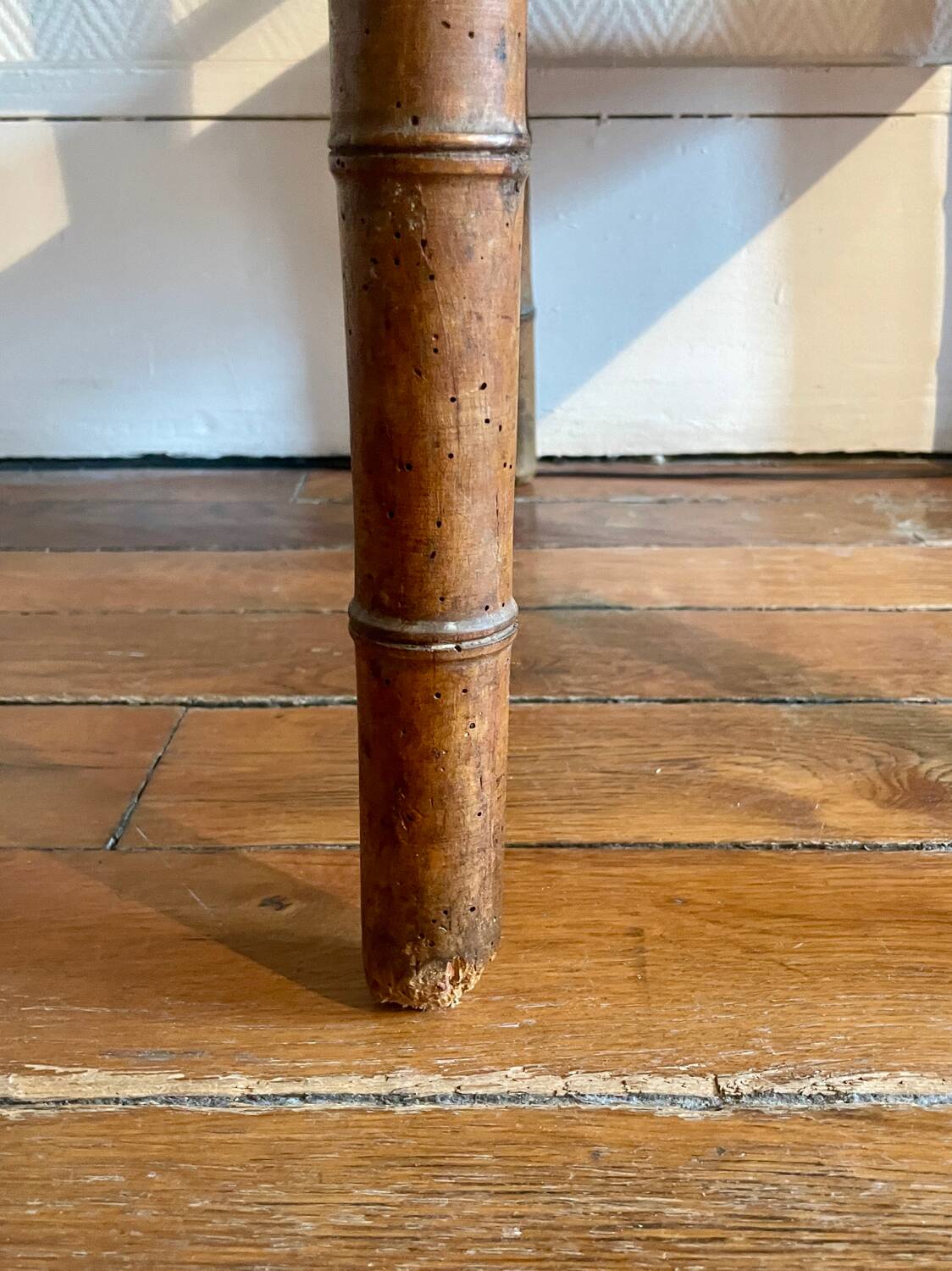 Colonial era bamboo imitation wood side table