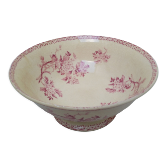 Salad bowl on foot in iron earth of Gien model Pink hawthorn