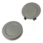 Lot de 6 assiettes plates Villeroy & boch, liseré bordeaux / violet, XXe