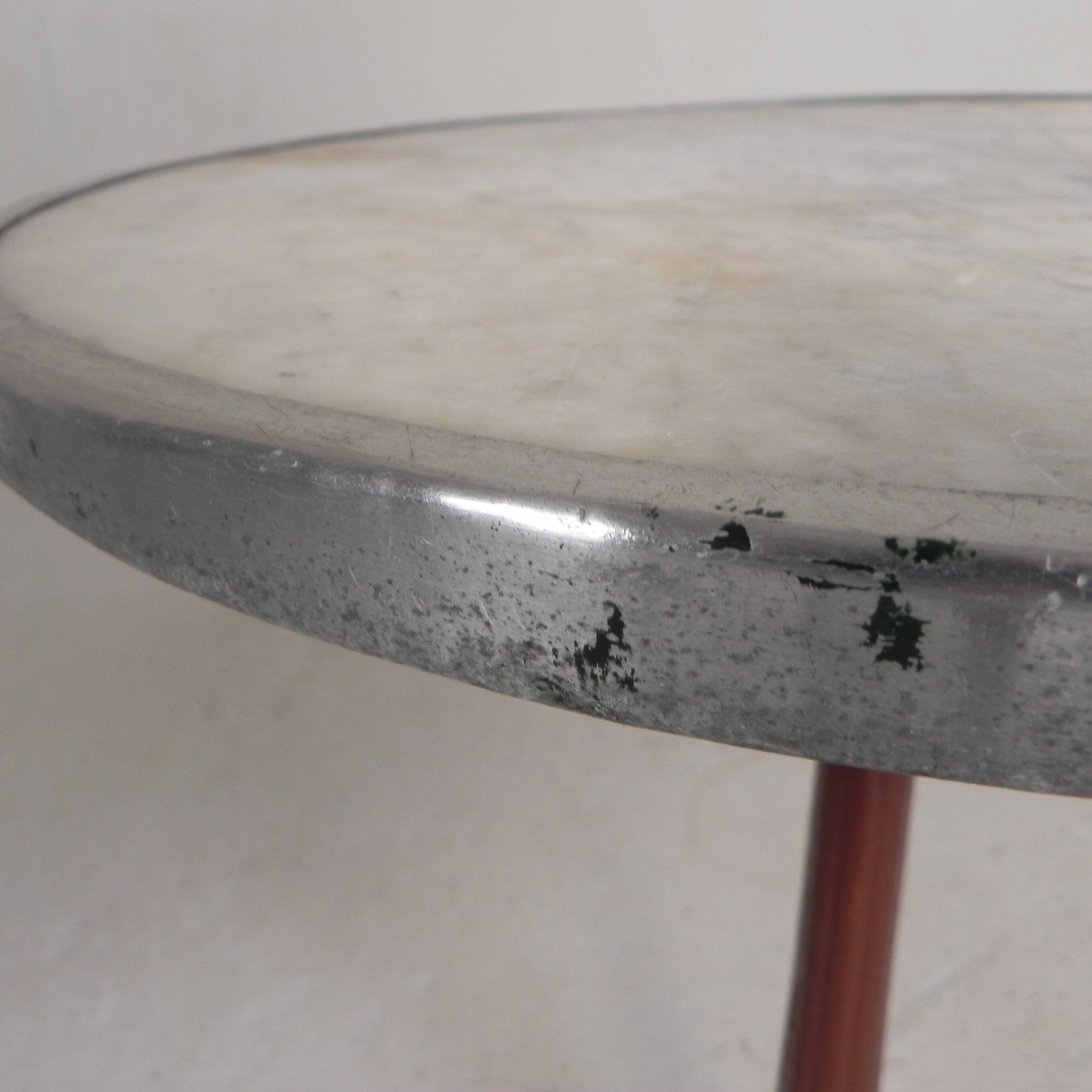 Bistro table with cast iron legs and marble top, 1920s.