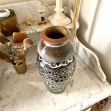 Brown and black glazed ceramic vase