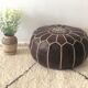 Moroccan-style chocolate leather Pouf