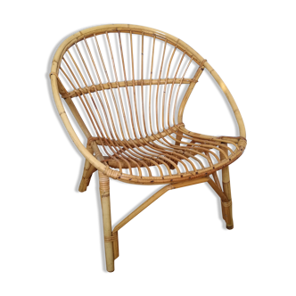 Fauteuil rotin coquille