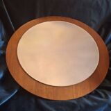Teak circular bevelled wall mirror, Denmark 1960s