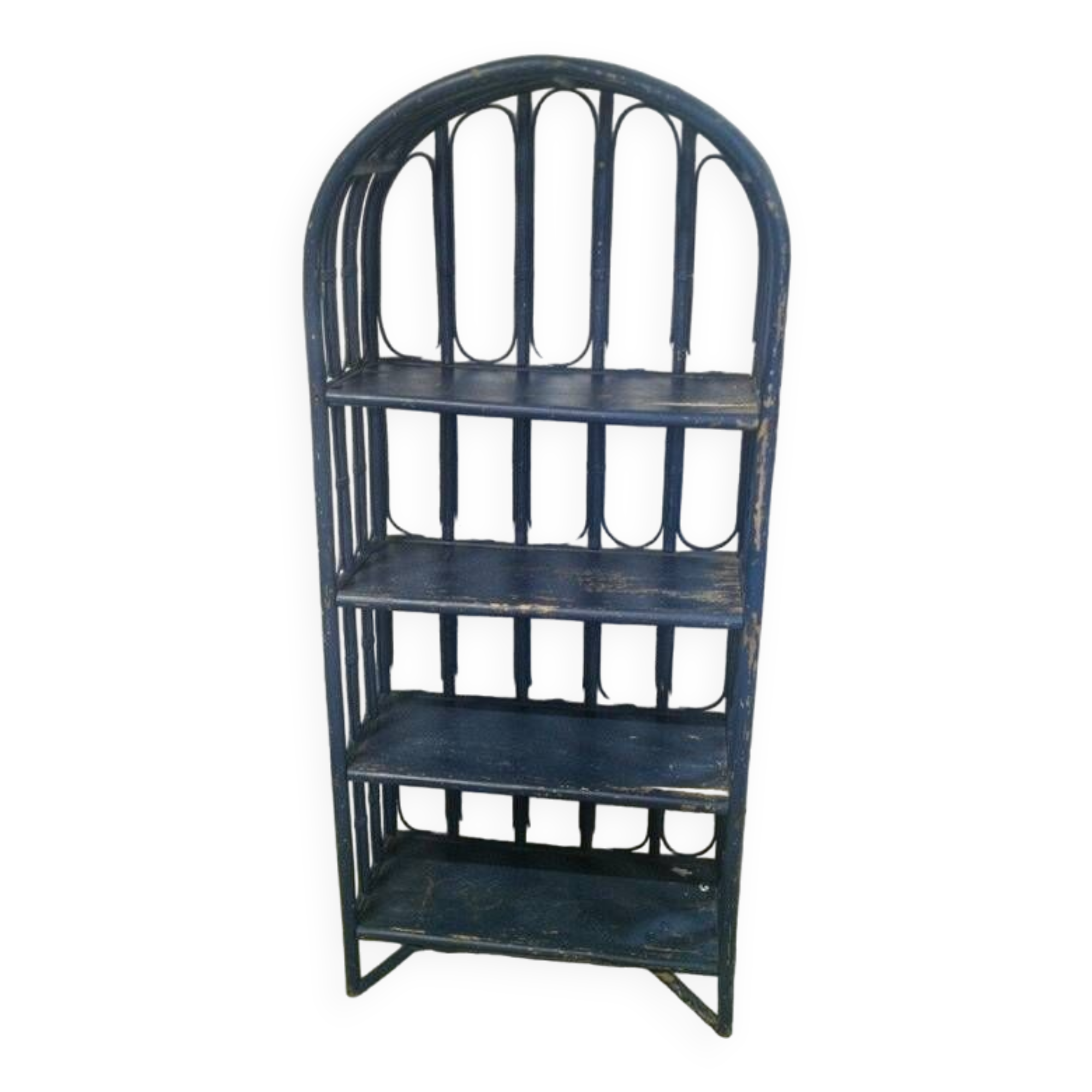 Blue rattan shelf