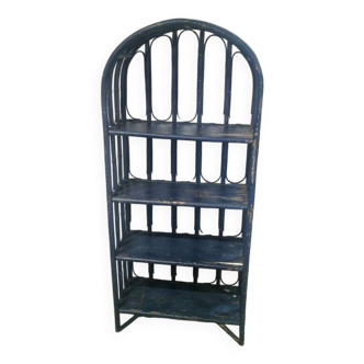 Blue rattan shelf