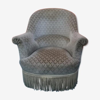 Fauteuil crapaud velour gris