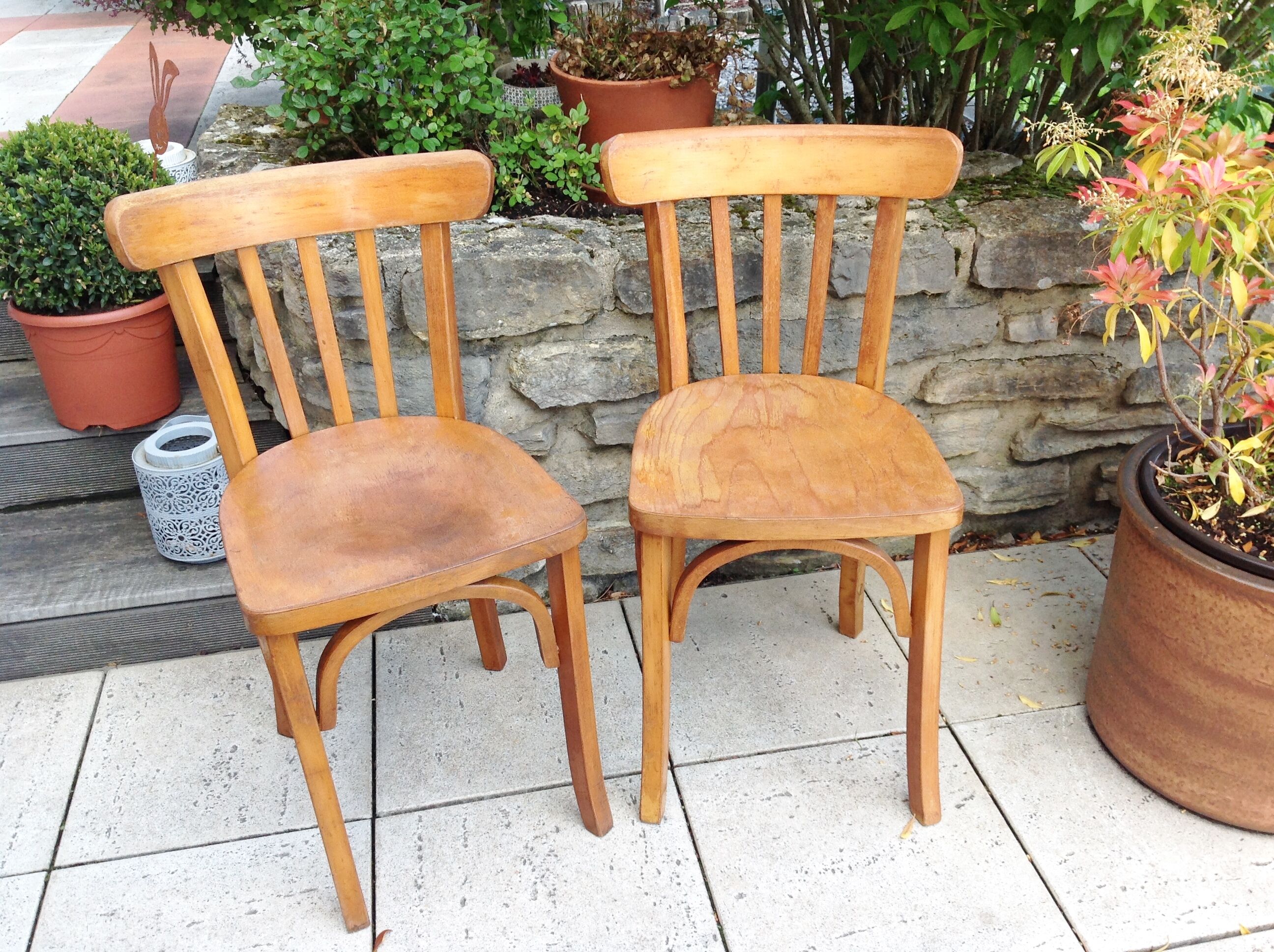 Pair of foot bistro chairs with bows / vintage 40-50s
