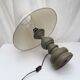 Wooden table lamp in light green color with lampshade