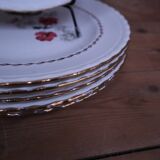 6 flat plates in earthenware l'Amandinoise with floral decoration.