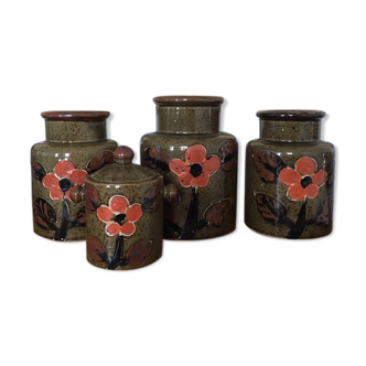 Lot of 4 hand decorated sandstone pots