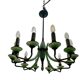 1950’s Opaline Glass Bronze Chandelier