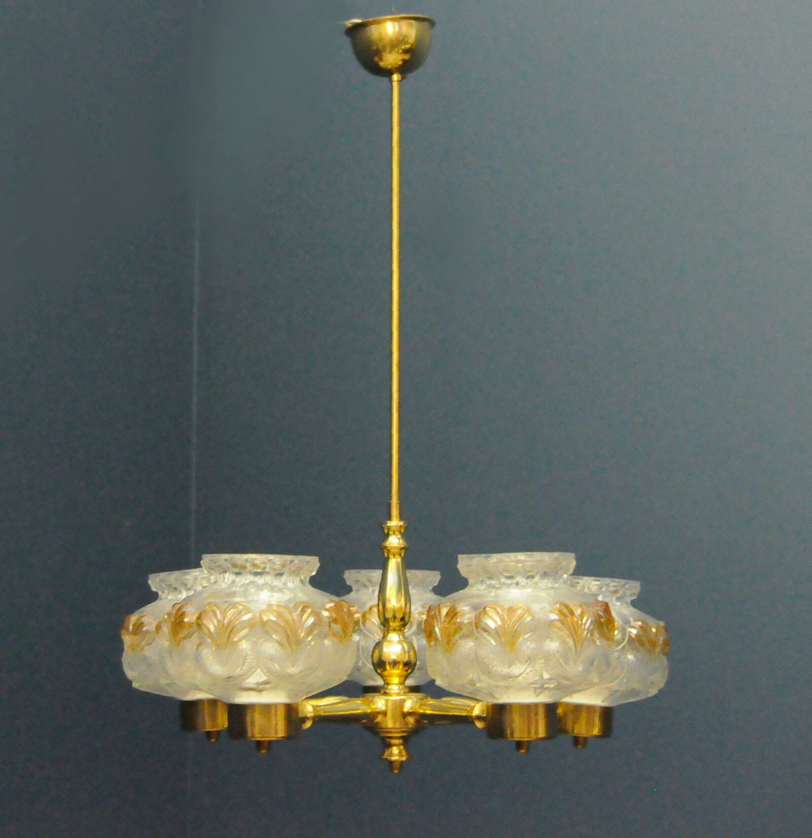 Scandinavian chandelier polished brass