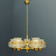 Scandinavian chandelier polished brass