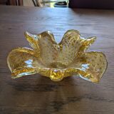 Cendrier vintage forme coquille verre doré